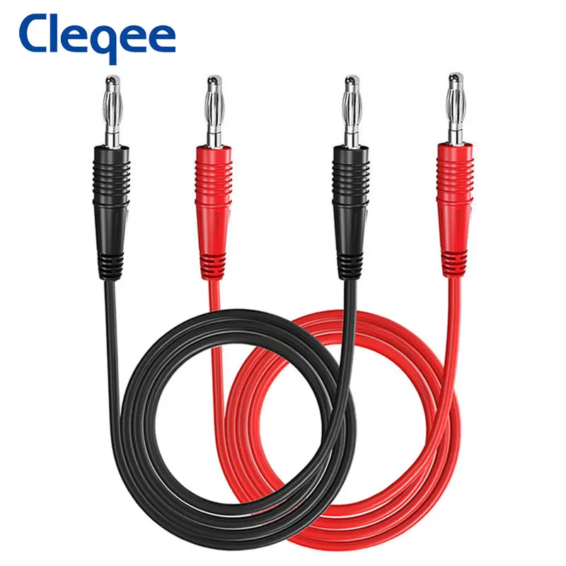 

Cleqee P1041 2PCS Dual 4mm Banana Plug Copper Multimeter Test Leads Soft Test Cable for Electrical Testing 1M wire 1000V 15A