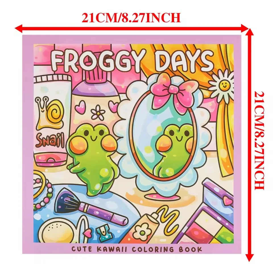 Kawaii Frog Coloring Book - Cute Frog Adventures for Adults & Kids, Stress Relief Art Therapy Book