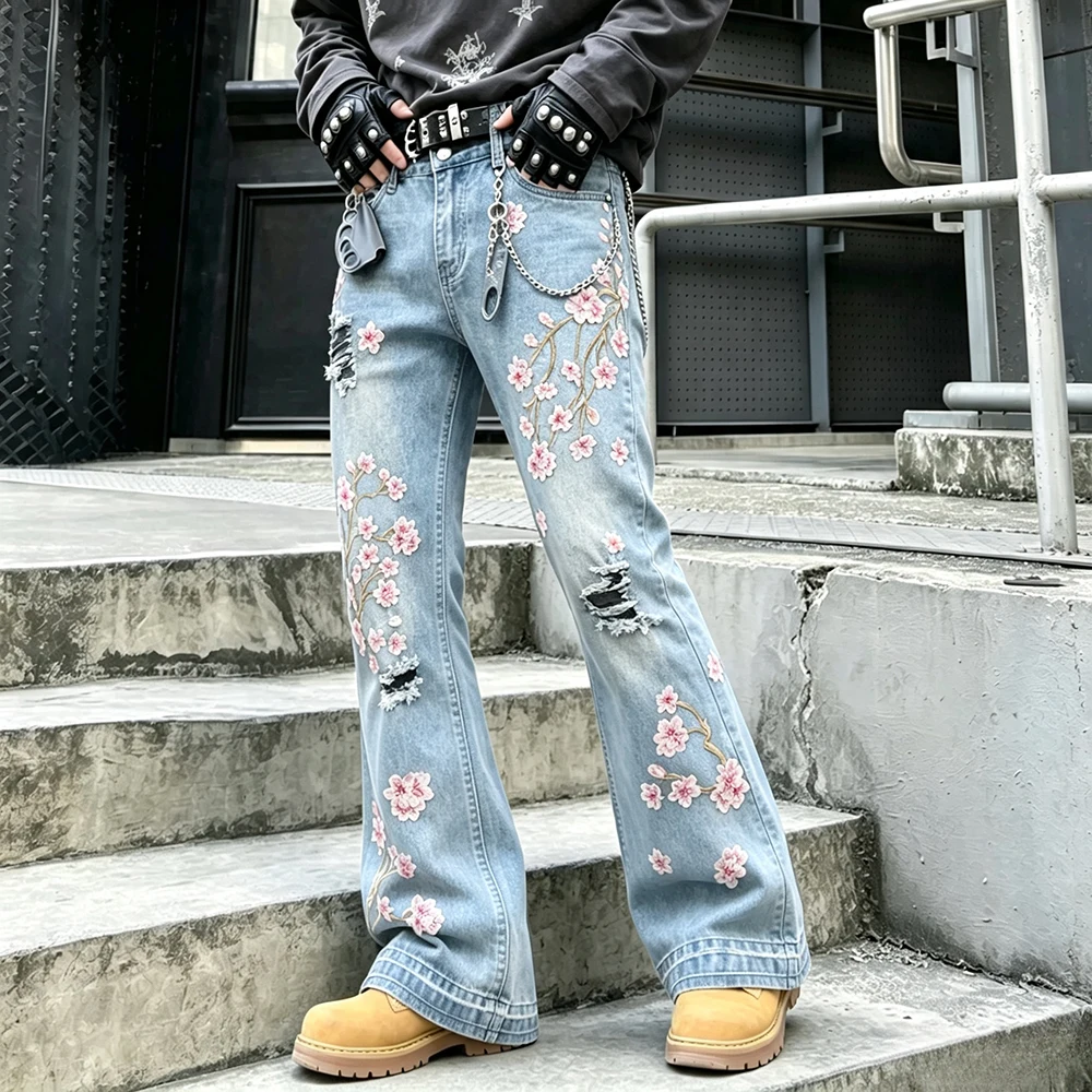 Herren Bootcut Stretch-Denim-J – Embroidery Jeans Sakura Bewertung und Preis