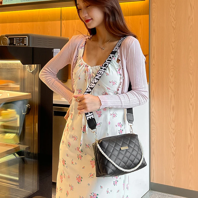 New Fashion Lingge Embroider Women\'s Bags Ladies PU Leather Crossbody Bags Casual Shoulder Bags Luxury Design Handbags for Women