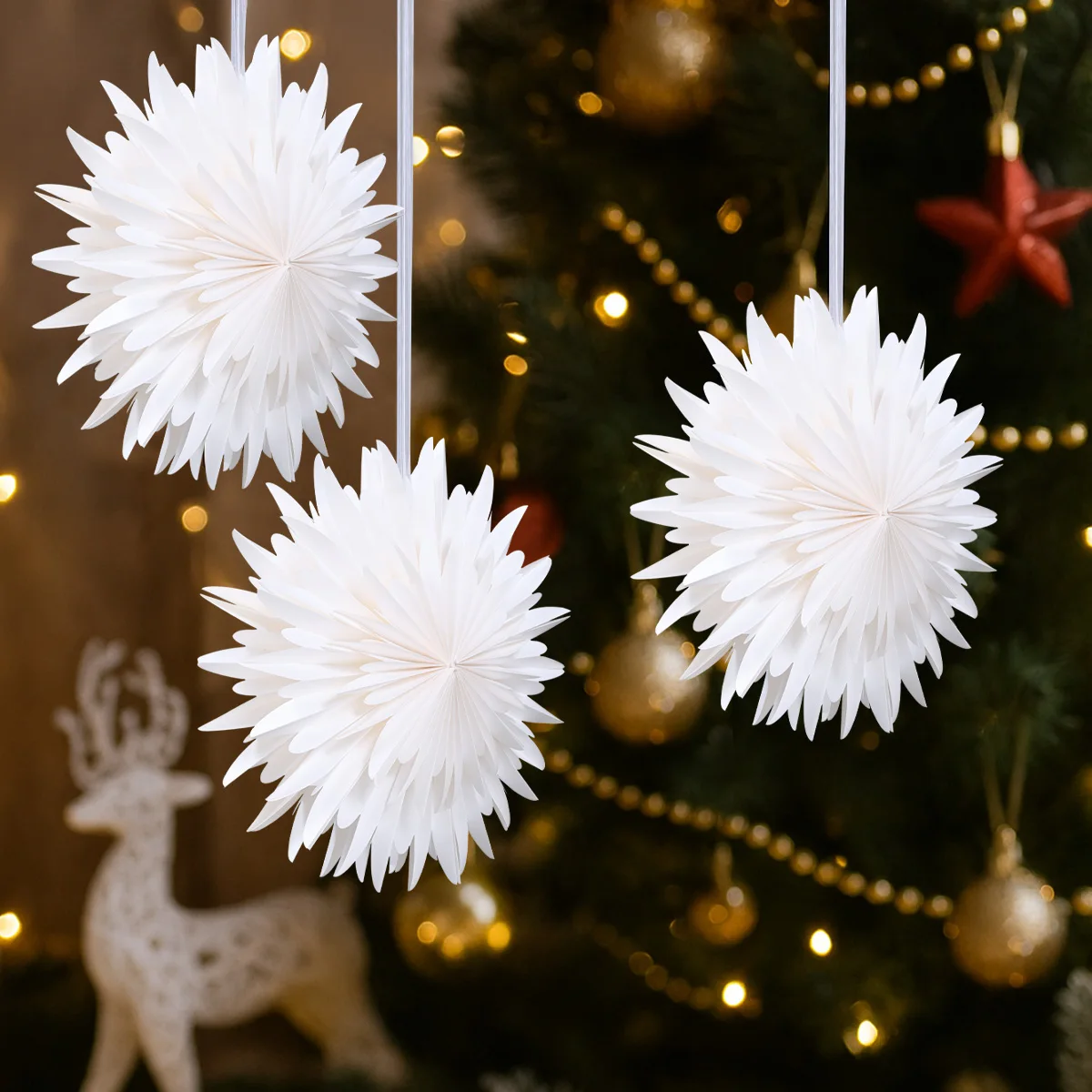 

Christmas Snowflake Hanging Decoration Christmas Decoration for Home 2025 Xmas Paper Snowflake Ornaments Navidad Natal New Year