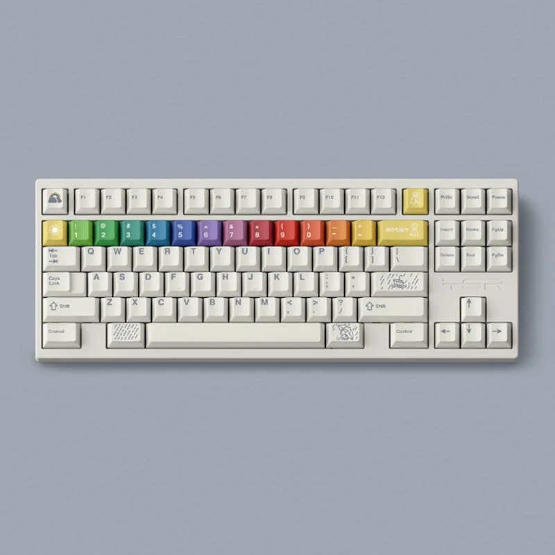Original fbb arco-íris após a chuva keycap pbt sublimação de tinta térmica teclado mecânico personalizado bonito ascrapbook chave boné