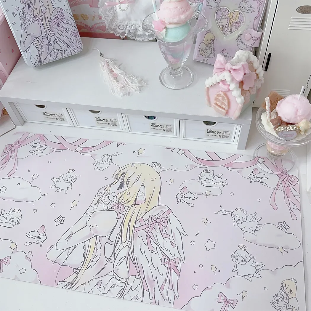 Original cartoon desk mat | Cute rubber mouse pad, suitable for dormitory tables, oversized adorable anime office decor view 3