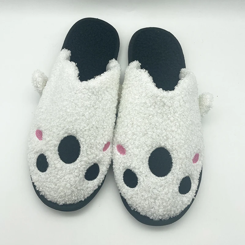 Highland Cow Halloween Ghost Fluffy Slippers Winter Warm Funny Spooky Plush Slipper Indoor House Soft Shoe for Adults Kids Party