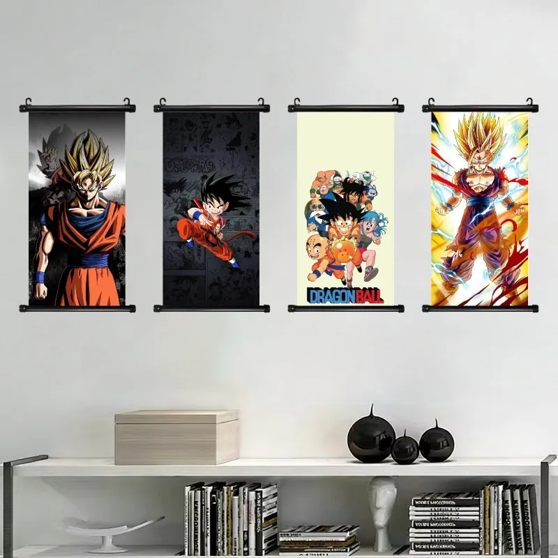 Dragon Ball Super Saiyan Son Goku Vegeta Scroll Hanging Painting Living Room Background Wall Decoration Gift Anime Collection view 4
