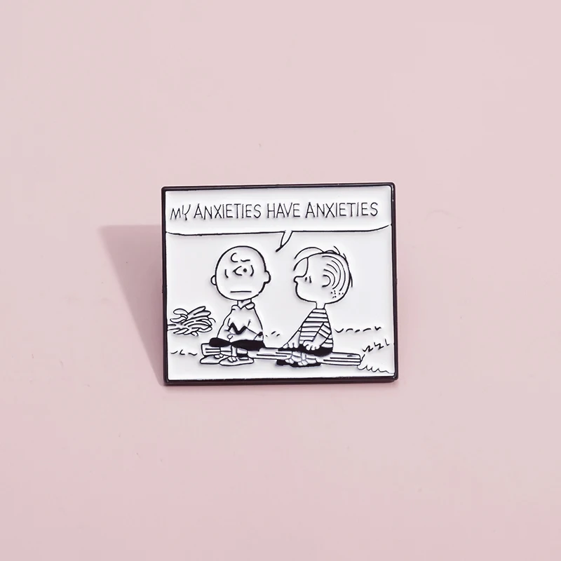 My Anxieties Have Anxieties Enamel Pins Peanuts Brooches Metal Backpack Clothing Lapel Badge Jewelry Gifts For Kids Friends