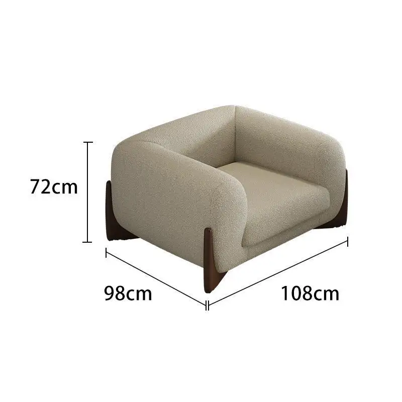 Sofa small apartment living room log cream style furniture Japanese wabi-sabi style straight row three-person lamb wool sofa