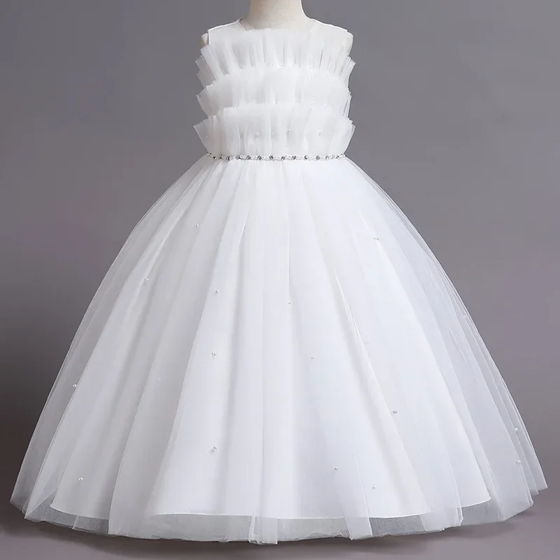 

Girls' Mesh Puff Evening Elegant Host Princess Sweet Off-Shoulder Summer Dress