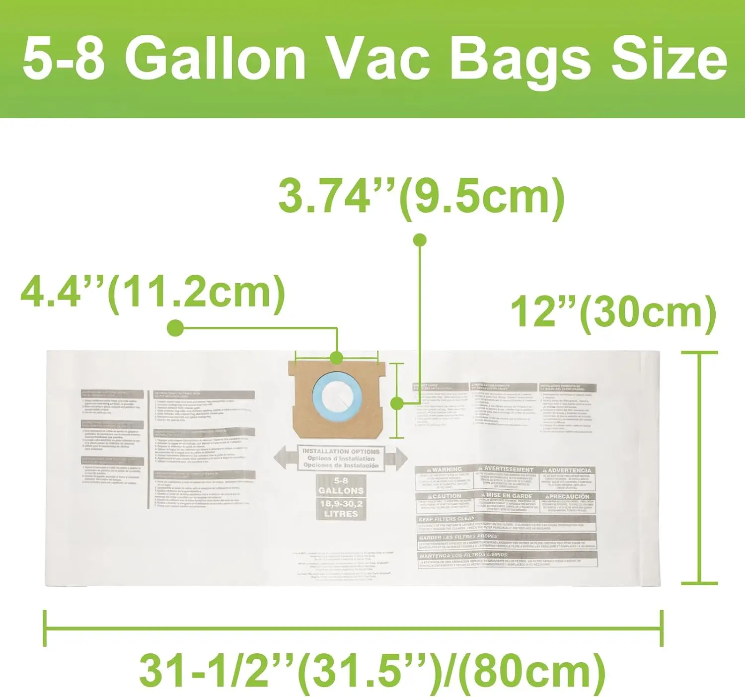 Replacement Wet/Dry Vacuum Bags Dust Bags For Shop-Vac Ridgid 5-8 Gallon Vacuum Cleaner Type E/H 9066100 90661 906-61 Parts