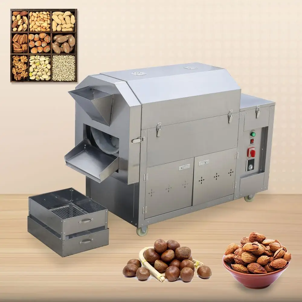 Gas Peanut Cashew Sunflower Seeds Automatic Nuts Roaster Soybean Toasting Baking Roasting Machine