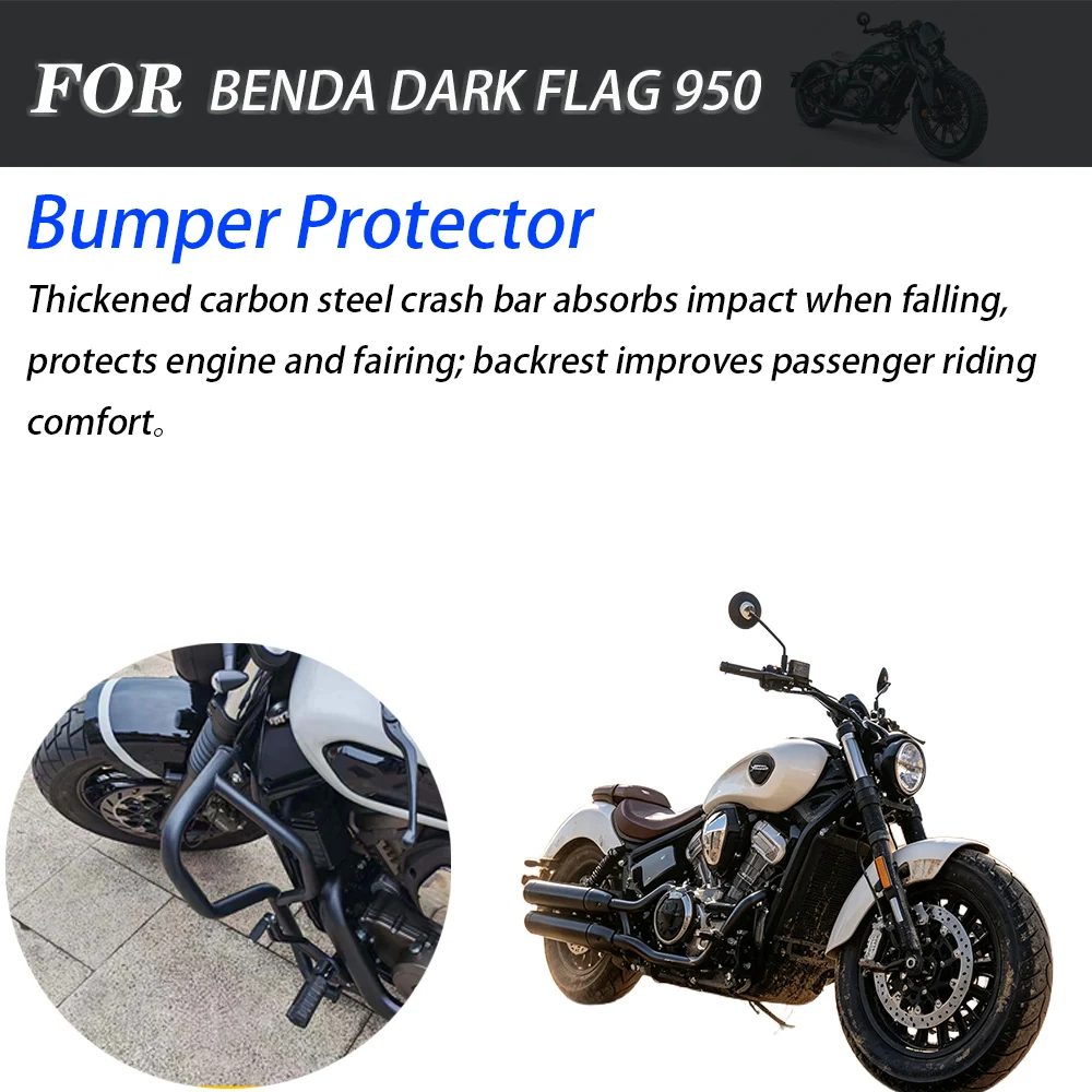 For BENDA DARK FLAG 950 Touring Bike Anti‑tip‑over Protective Bumper Crash Guard Bar Canvas Side Luggage Bags Folding Passenger