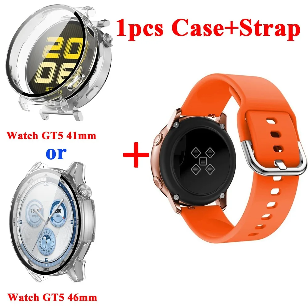실리콘 스트랩 및 케이스 커버, 화웨이 워치 GT 5 GT5 41mm 46mm 워치 밴드 손목 밴드 쉘 퀵릴리즈 벨트 액세서리