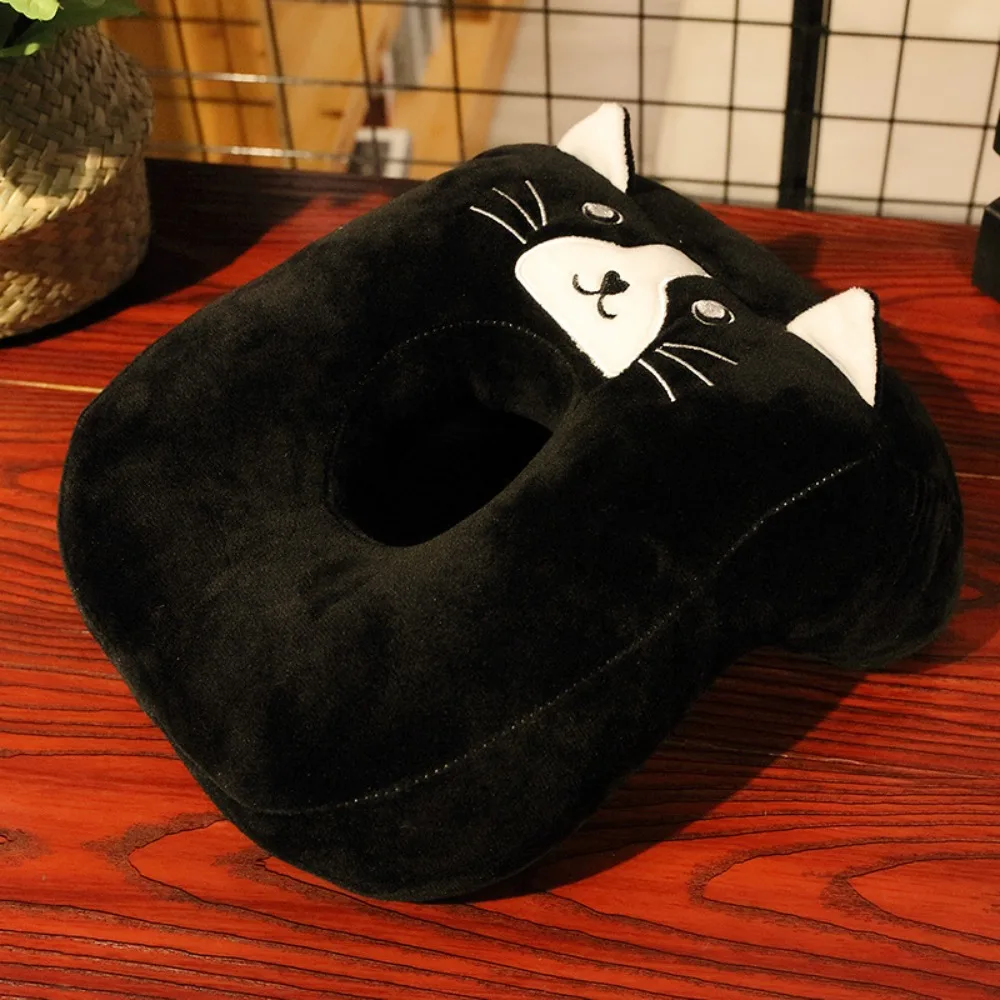 Portable Cartoon Plush Nap Pillow Hollow Hole Wear Resistant Sleeping Pillow Animal Pattern Soft Neck Support Office