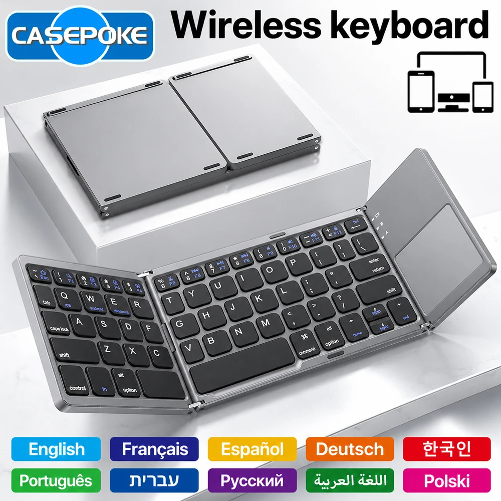 2026 New Ultra Thin Portable Bluetooth Keyboard With Touchpad For iPad Xiaomi Android iOS Windows Tablet Phone Foldable Keyboard