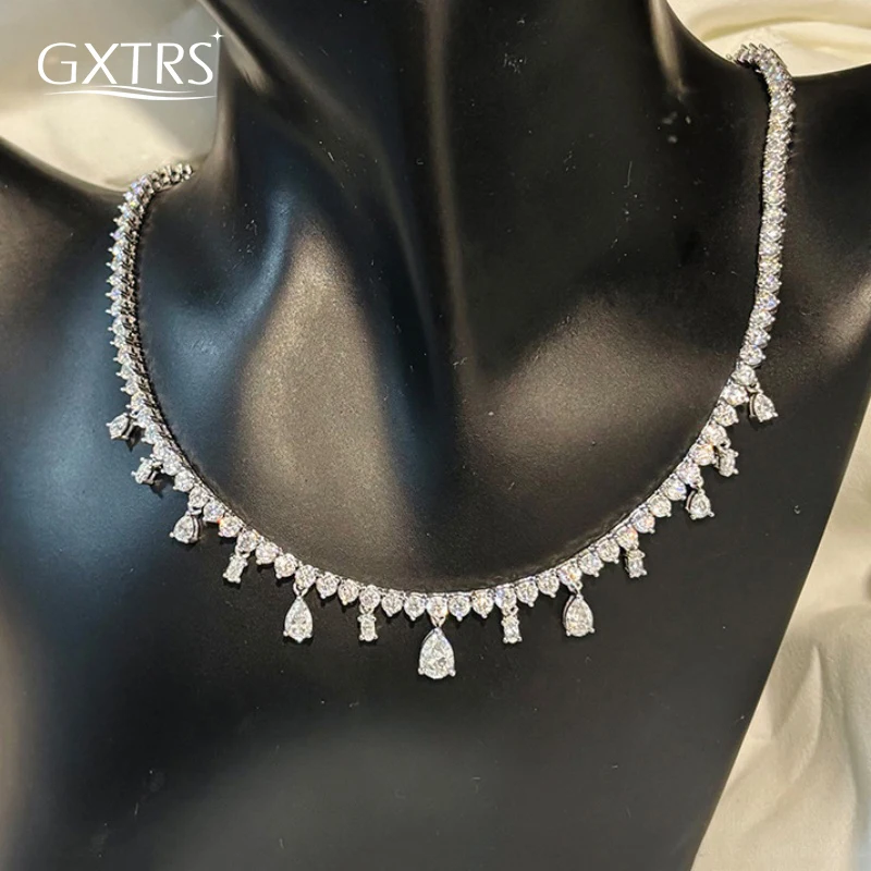 

Роскошные ожерелья GXTRS с муассанитом для женщин, серебро 925 пробы, грушевидная/овальная огранка, цепочка с лабораторными бриллиантами, изысканные ювелирные изделия, сертифицированные.