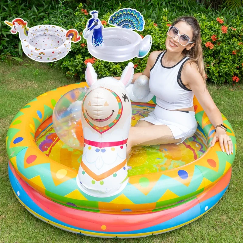 

Reusable Inflatable Swimming Pool Double Layer Garden Portable Thickened For Kids Water Toys Party Round Indoor Outdoor Paddling