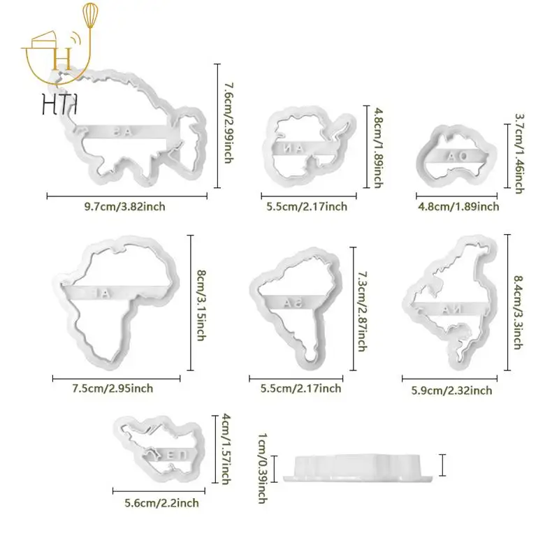 Seven Continents Shape Cookie Cutters 3D Plastic World Map Biscuit Mold Cookie Stamp DIY Fondant Cake Mould Pastry Baking Tool