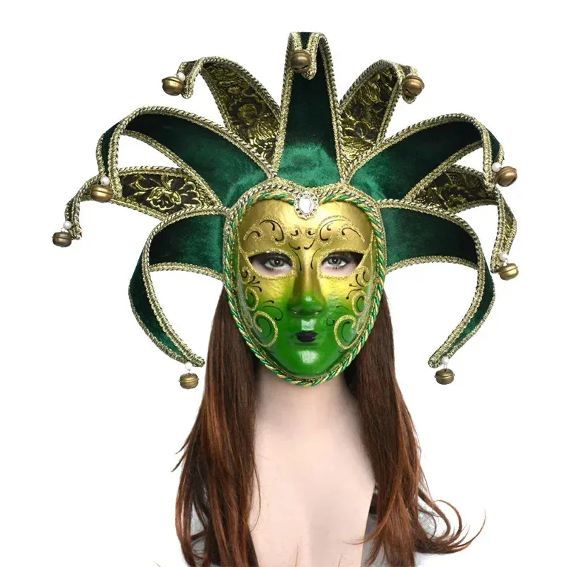 

2025 12 Venetian Stage Performance Halloween Party Jester- Mardi Gras Masquerade Mask
