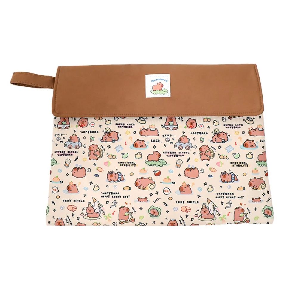 Washable Fabric Capybara Document Bag Durable Zipper Pouch Cartoon Paper Storage Bag Multifunction Large Capacity