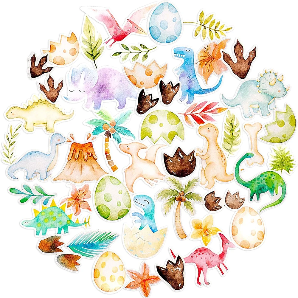 

44pcs Watercolor Dinosaur Stickers for Kids, Animal Decals for Scrapbooking, Planner, Laptop and Water Bottles, DIY Craft Decor