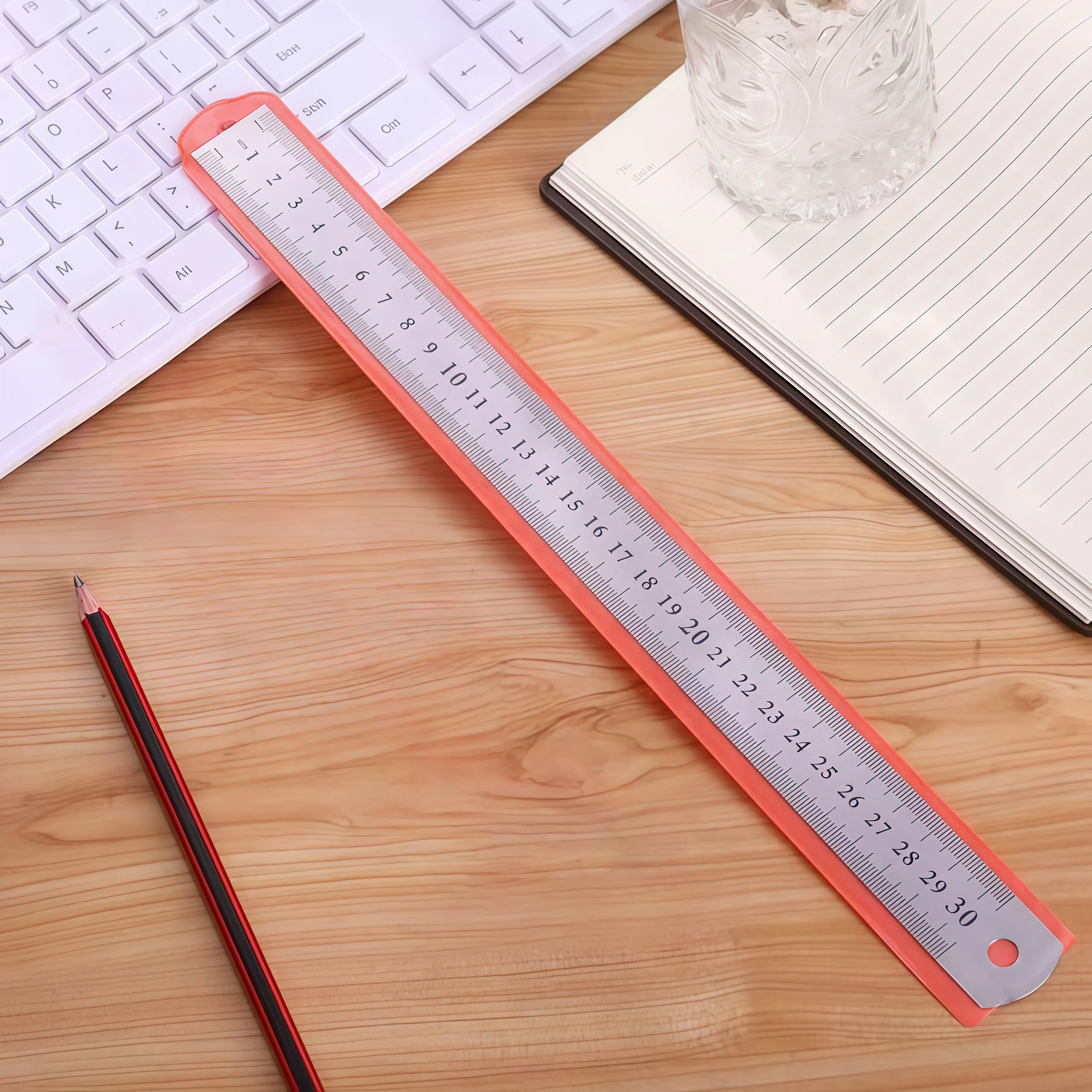 

30CM double-sided scale multifunctional student drawing and measuring tool, stainless steel ultra-thin ruler