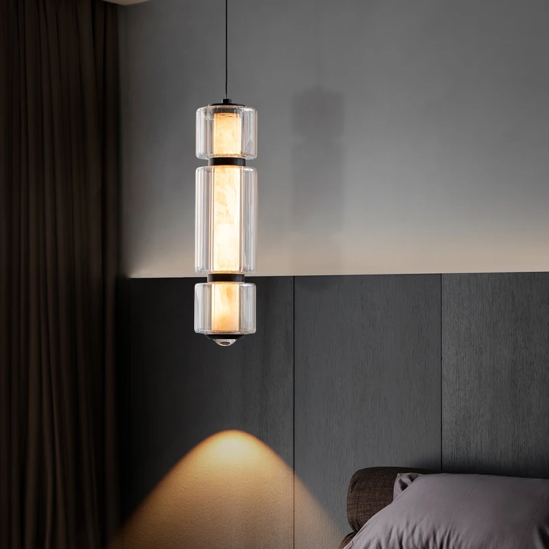 

Nordic Glass Pendant Light for Bedroom Bedside Creative Marble Hanging Lamp Living Dining Room Bar Minimalist Home Decor Lights