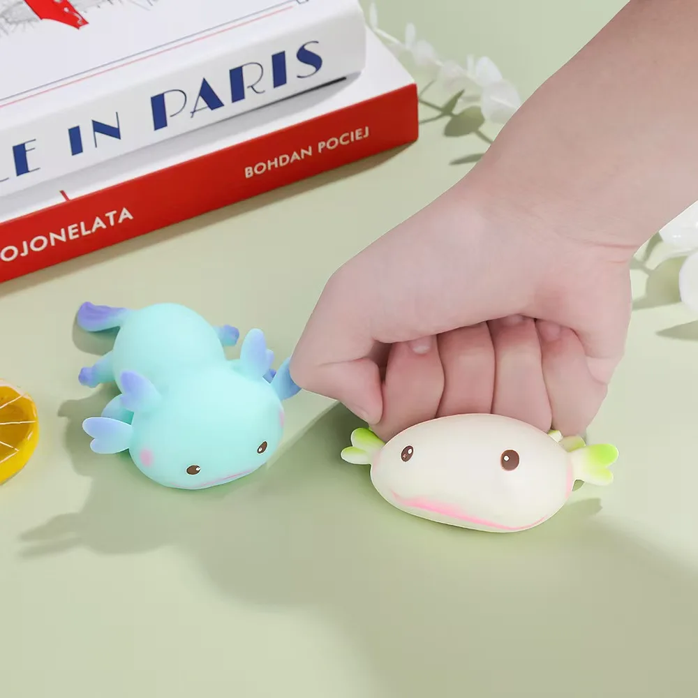 1/4pcs Axolotl Squeeze Ball Cute Fish Relax Cartoon Antistress Squishy Stress Relief Slow Rising For Adult Kids Stretch Toys