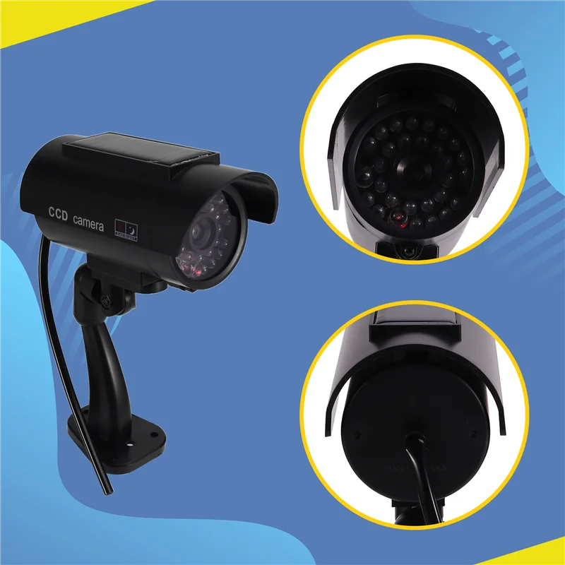 Simulation Solar Camera Outdoor Surveillance Simulation Fake Camera Dummy Cam With LED Light-A86G