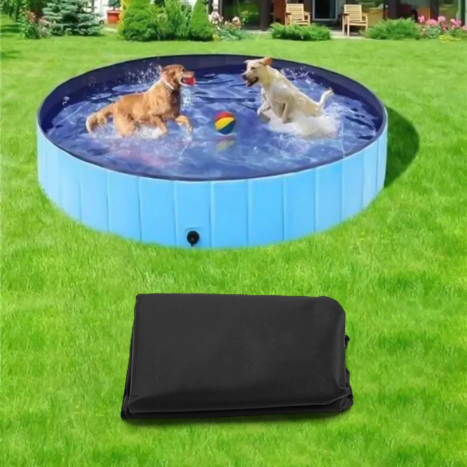 For Pet Pools For Round Pools Dog Bath Tub Cover Swimming Pool Outdoor Activities S D32*H12inch Drawstring Design