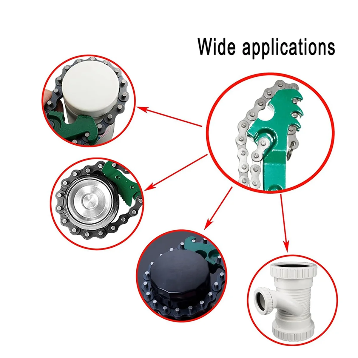 

AT14A Sturdy Adjustable Heavy Duty Ratchet Chain Oil Filter Wrench Reversible Chain Style Pipe Mount Wrench 16 Inch