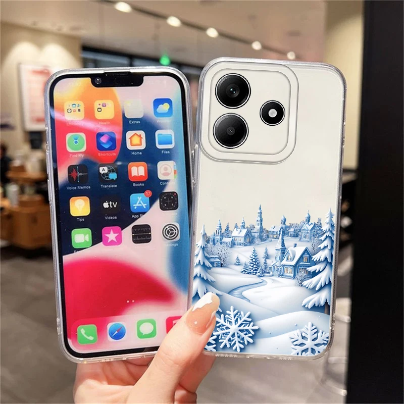 เคสสำหรับเสี่ยวมี่ โพโค X3 เอ็นเอฟซี X3 โปรเคสโทรศัพท์แบบนิ่มสุขสันต์วันคริสต์มาสหิมะฤดูหนาวที่สวยงาม