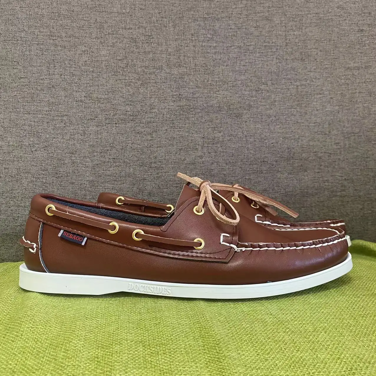 

Sebago Men Homme Authentic Docksides Shoes - Premium Leather Moc Toe Lace Up Boat Shoes AA04