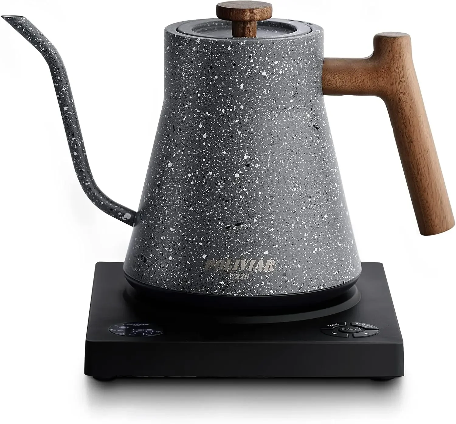 Electric Gooseneck Kettle, 1200W Electric Tea Kettle Real Wood Handle, 34oz Pour Over Electric Kettle for Coffee & Tea, 18/8 Sta