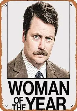 Metal sign - Ron Swanson Of The Year Parks And Recreation Poster Bar Wall Decor 8 X 12 Inch