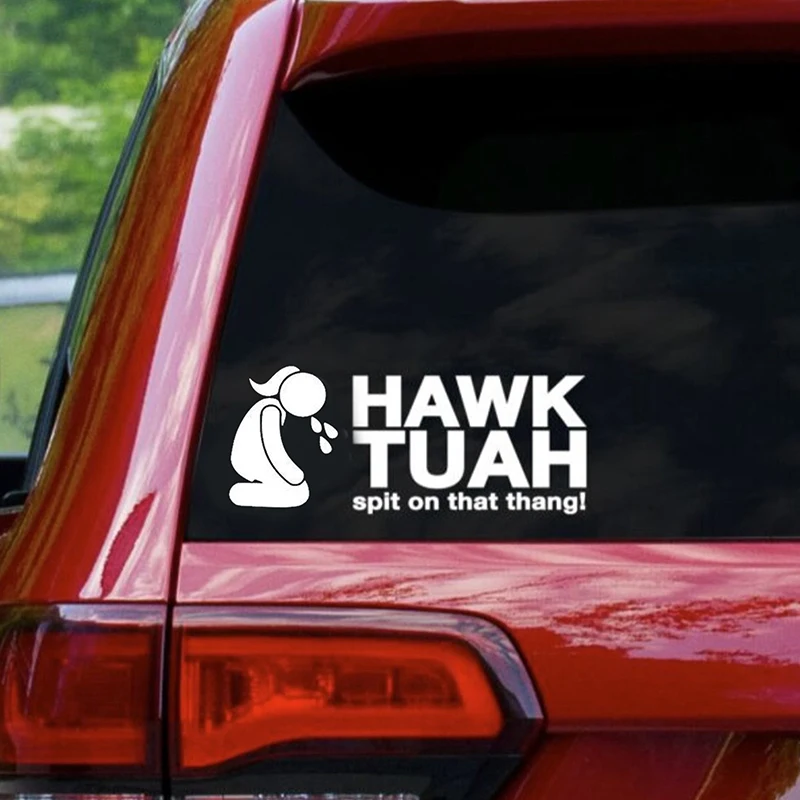 Hawk Tuah lidah sticker vinil anak perempuan, stiker vinil virus lucu untuk mobil, truk, kotak, Laptop tahan air stiker mobil