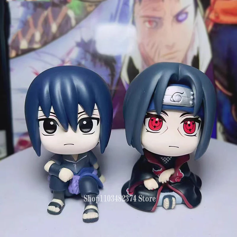 

10cm Kawaii Uchiha Sasuke Figure Shippuden Toys Naruto Anime Q Version Uchiha Itachi Action Figure Car Decoration PVC Model Gift