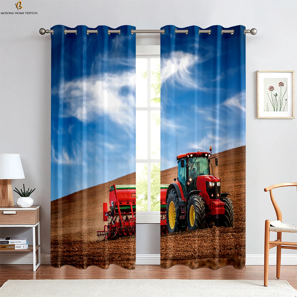 

Tractor Farm 3d Printed Curtains Bedroom Living Room Kitchen Country Style Decorative Curtains Easy To Wash And Care 2 Pieces