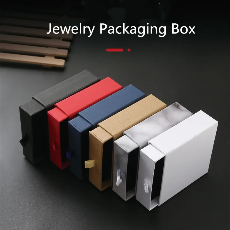 4 Size Paper Jewelry Box Drawer Type Bracelet Necklace Ring Earring Storage Box Wedding Gifts Jewelry Packaging Accessories