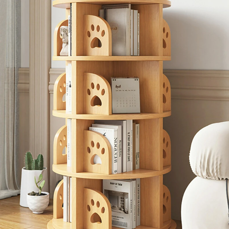 Library Living Room Storage Cabinet Multifunctional Rotating Bookcase Aesthetic Iron Shelf Corner Nordic Booksellers Furniture