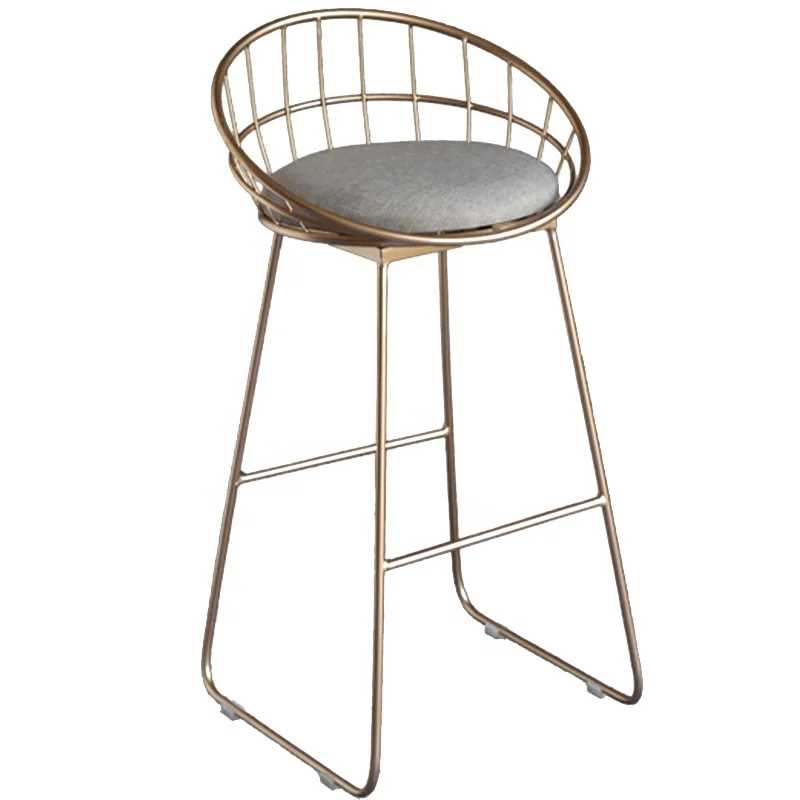 

Custom Electroplated Gold Leg bar Chair Restaurant bar Stool Hot Selling High Chair