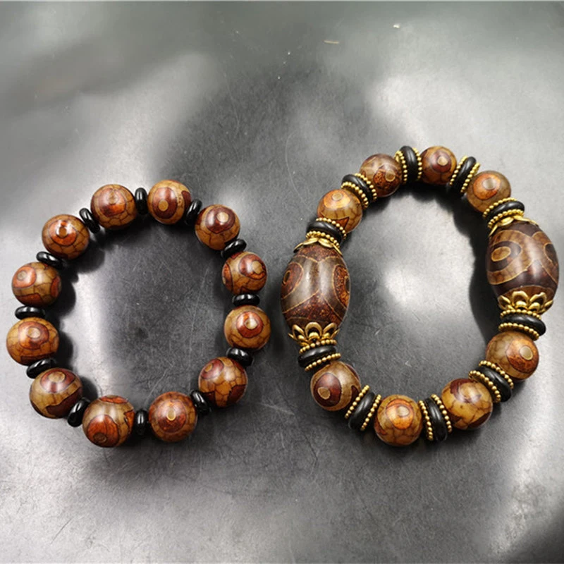 

Браслет из круглых бусин Дзи 14 мм, винтажный, из старинного агата