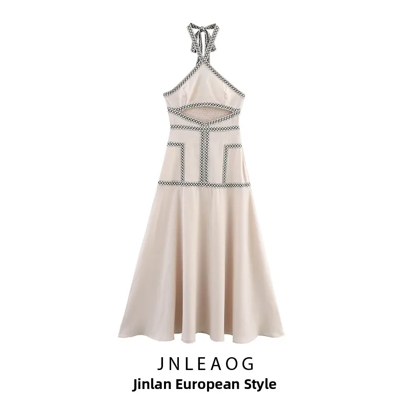 Ele Bal damigella d'onore Dr con cinturino in fibra di poliestere colore puro design vita snellente chiusura con cerniera casual estiva