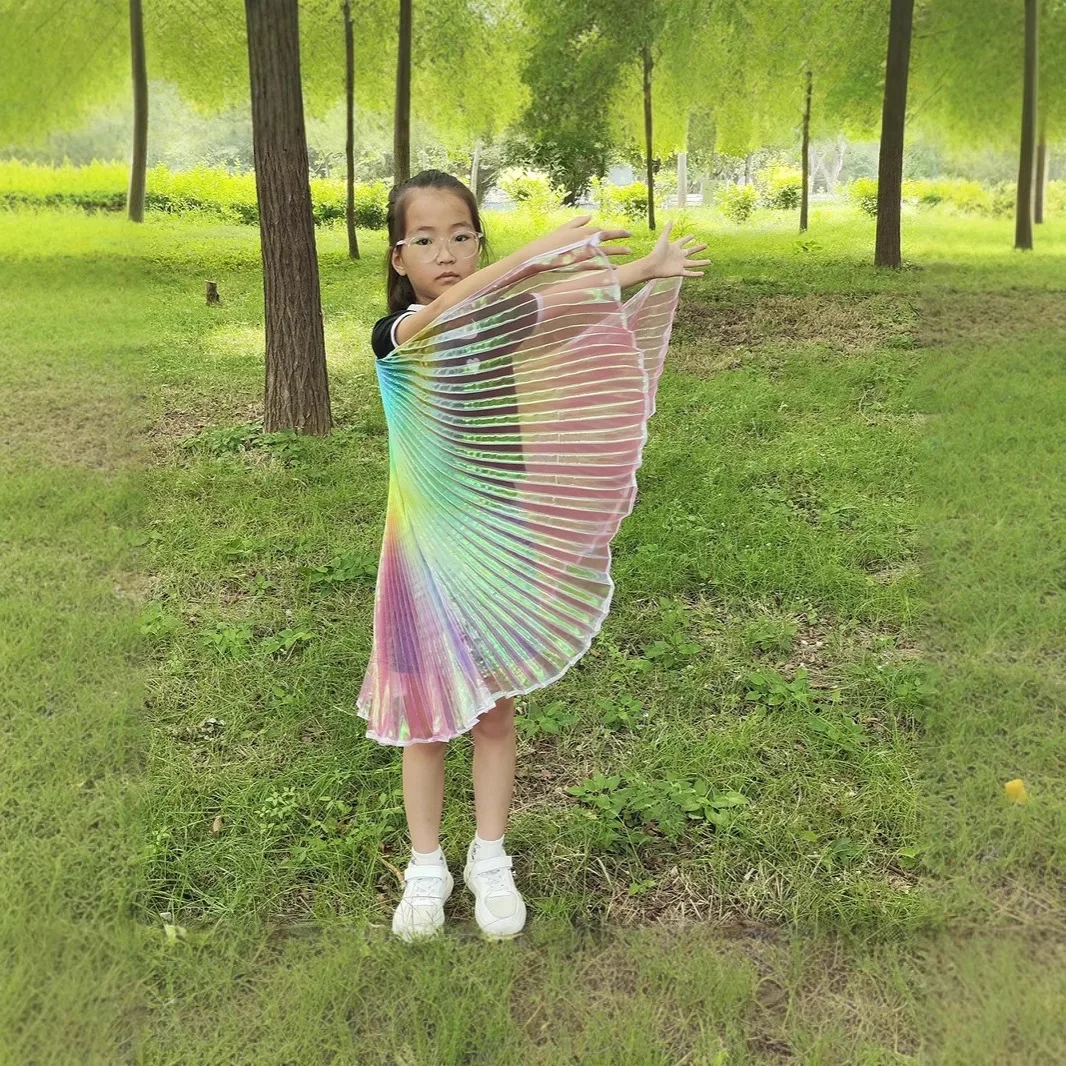 Bauchtanz Kostüm Umhang Neckholder Hand Haken Stil Laufsteg Leistung Prop Modell Flügel Drei Farbe Transparent Kinder