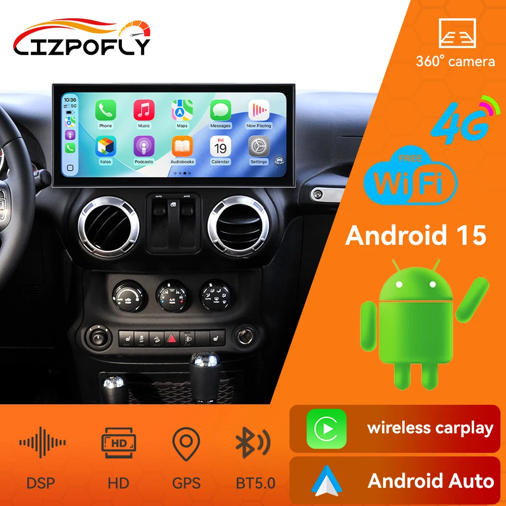 

15,8-дюймовый автомобильный радиоприемник для Jeep Wrangler 2011-2017 Carplay Android GPS-навигация авторадио DSP мультимедийный видеоплеер головное устройство