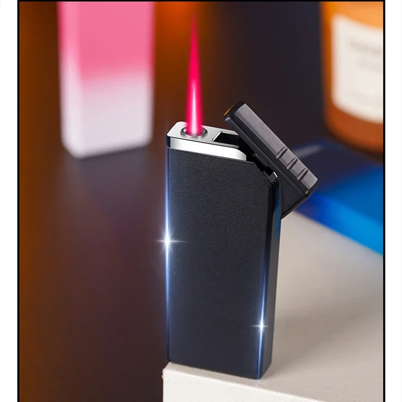 New Metal Mini Gradient Windproof Lighter Powder Spray Flame Portable Butane Inflatable Ultra-thin Lighter Smoking Gift