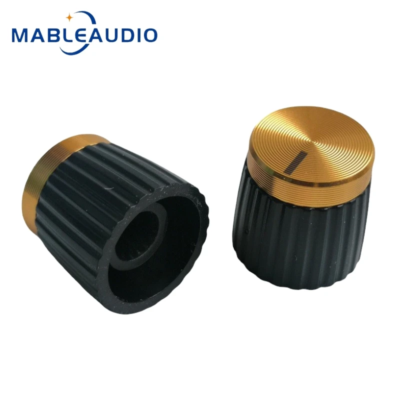 2 Stück 16x15mm Gitarren effektor Audio verstärker Ton knopf Gold und Silber Aluminium kappe 18t d-förmiger Griff mit innerem Kupfer teil – Detail 3