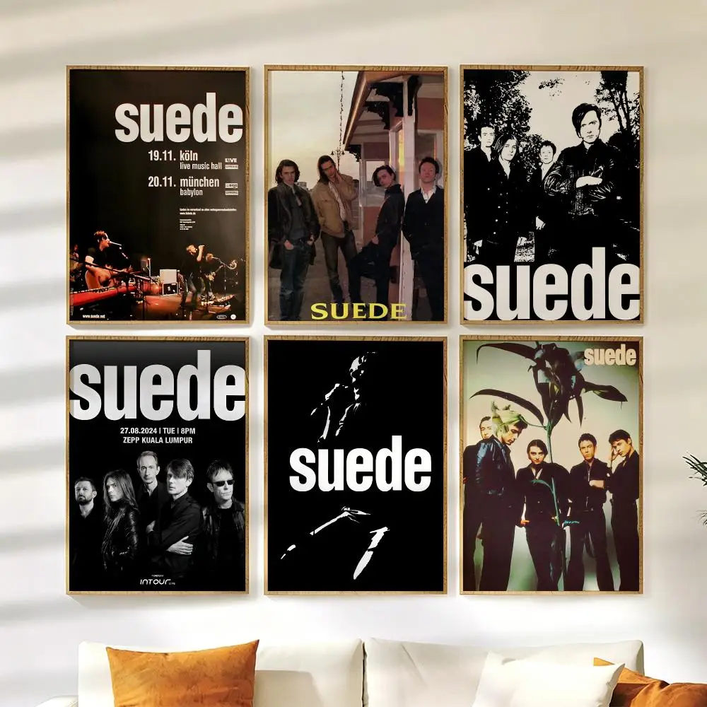 Black S-Suede band Poster Wall Stickers HD Painting Self Adhesive Art Decals for Bedroom Living Room Home Decor
