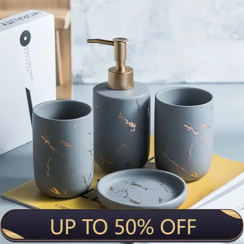 Ceramic Marble Pattern Liquid Soap Bottles Bathroom Shampoo Shower Gel Hand Wash Bottle Hotel Room Disinfection Press Bottle