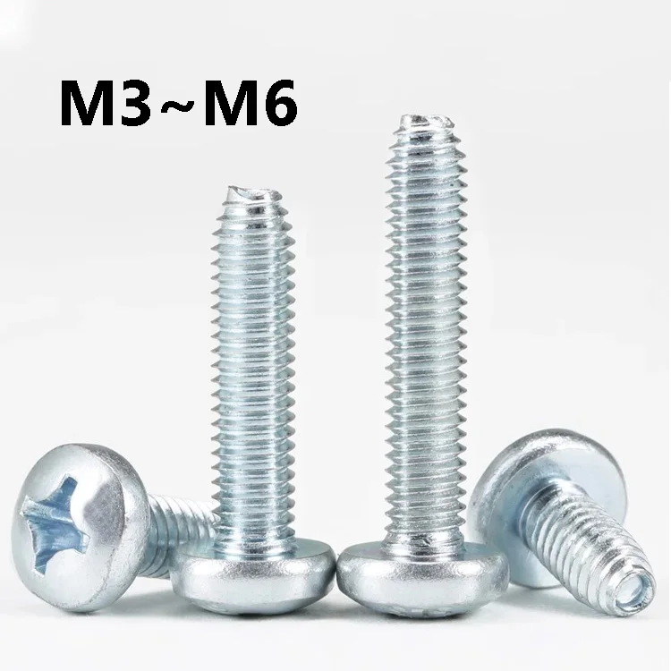 5~30Pcs Carbon Steel/Stainless Steel Cross Round Phillips Pan Head Screw Bolt M3 M4 M5 M6 Cross Round Phillips Pan Head Screws