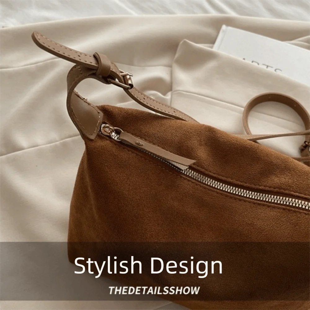 Große Schultertasche aus Wildleder mit Reißverschluss, Crossbody-Tasche mit verstellbarem Riemen, Damenhandtasche, Pendler-Boston-Tote-Bag, elegante Taschen – Detail 20